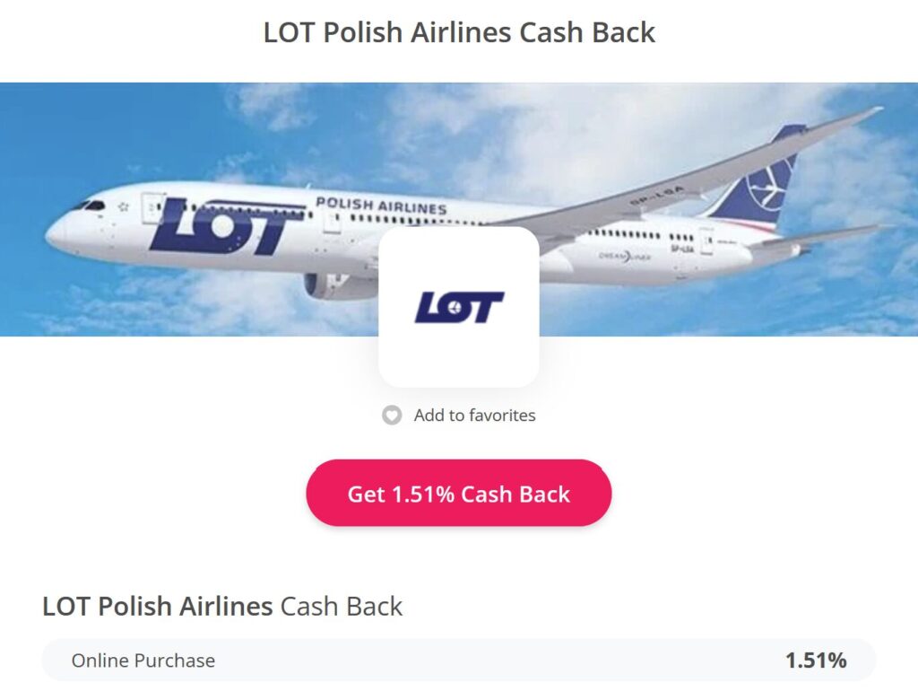 LOTポーランド航空のキャッシュバック